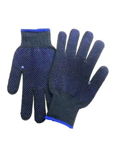 blue dotted hand gloves